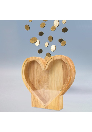 Dolıty Ahşap Kumbara Kalp Şeklinde Çocuk Zanaat Iyi Davranış 18x2.8x16cm