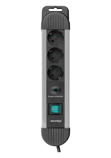 S-link Swapp SPGKS03 3G1.5mm2 900J 3'lü Akım Korumalı Priz 1.5 Metre Gri