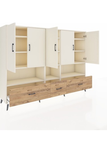 Hyperion Dolap 12 Raflı 3 Çekmeceli 5 Kapaklı 220x44x163 Aytaşı-a Aytaşı-aytaşı/çam