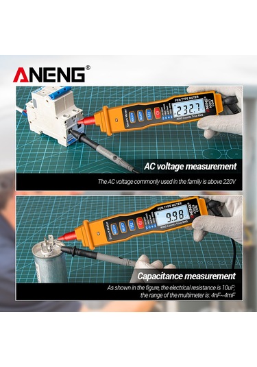 Maiyame Aneng A3003 Sarı Kalem Tipi Dijital Multimetre: Enerji Tasarrufu, Flaş Lambası, Ses Ve Işık Alarmı, 4000 Sayım Pil Dahil Değil