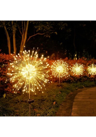 2'li 50 Tel 150 Led Güneş Enerjili Bahçe Aydınlatması Solar Bahçe Dekorasyon Direk Yol Aydınlatması Siyah