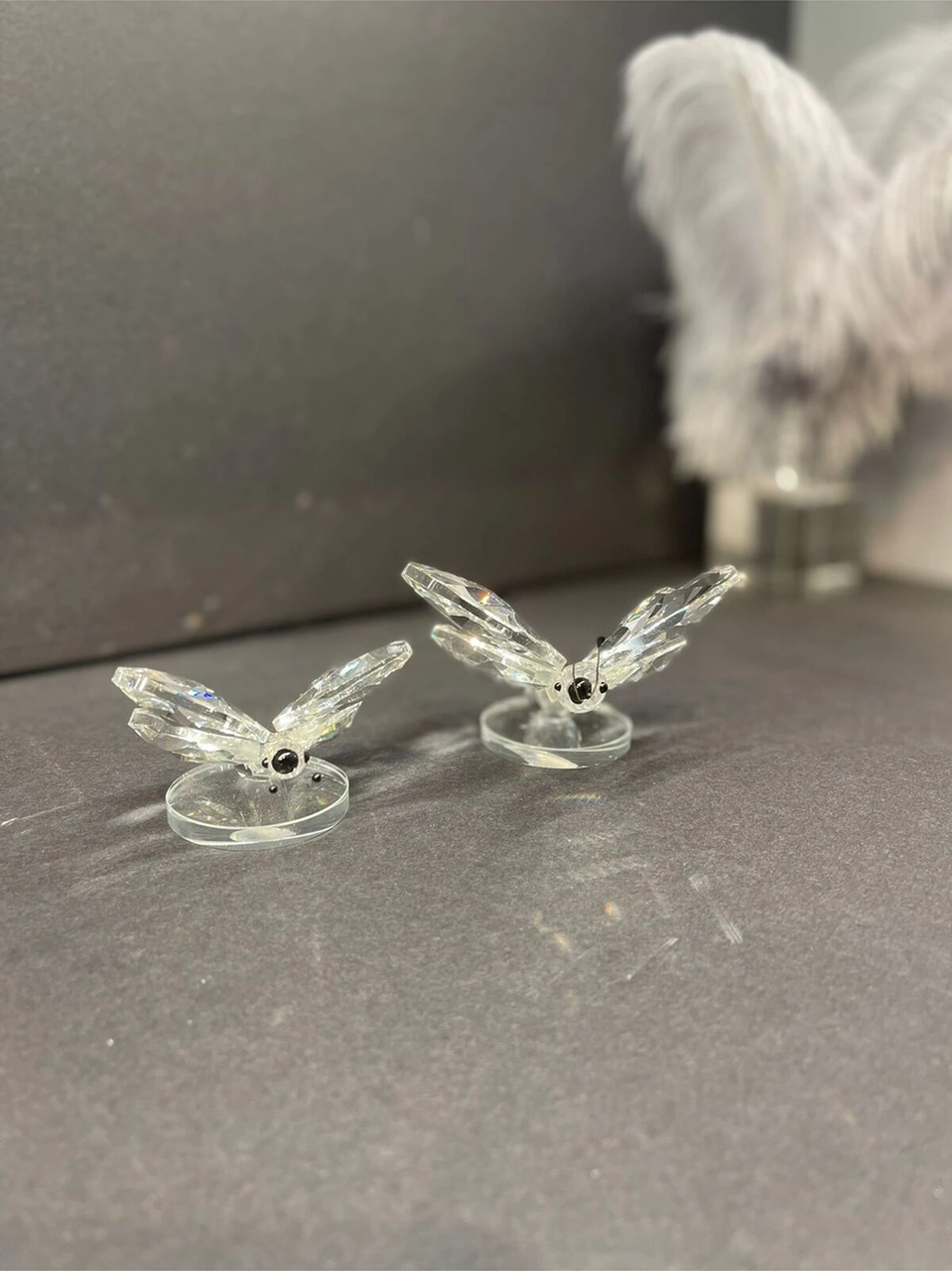 Dekoratif Kristal Cam Ikili Kelebek Biblo Şeffaf .