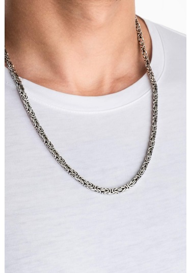 Gladius Gücü Oksitli 60 Cm Gümüş Erkek Kral Zincir Kolye Gri