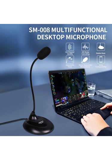 Reedark Senıcc Sm-008 3.5mm Çok Yönlü Gürültü Önleyici Masaüstü Mikrofon - Konferans, Ders Ve Sohbet İçin