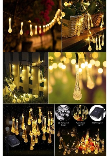 Technojet Solar 30 Ledli Su Damlası Model Sarı Renkli Güneş Enerj Sarı