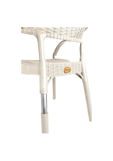 4 Adet Bambu Rattan Kollu Sandalye Koltuk Kapiçino Krem