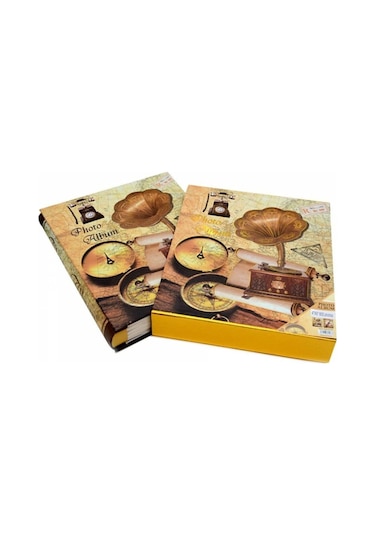 10x15 CM 600'lük Kutulu Gramafon Desenli Fotoğraf Albümü