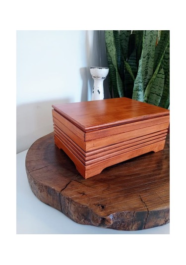 El Boyaması Eskitme Kahve Rengi Bölmeli Ahşap Kutu