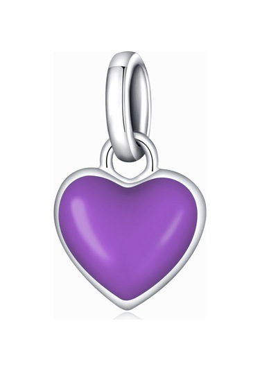 S925 Ayar Gümüş Kalp Kolye Dıy Bilezik Kolye Aksesuarları Mor Çok Renkli