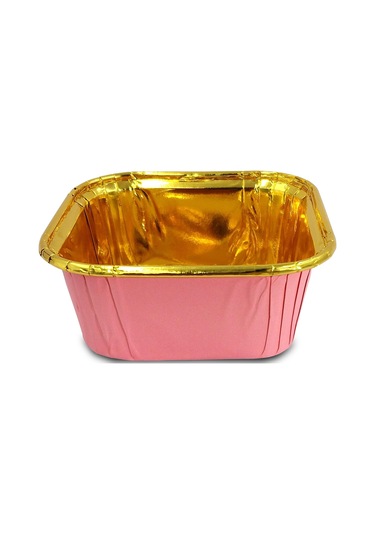 Kafem Muffin Kek Kapsülü Kare Pembe-altın 25li X 5 Paket - K35 Pembe + Altın