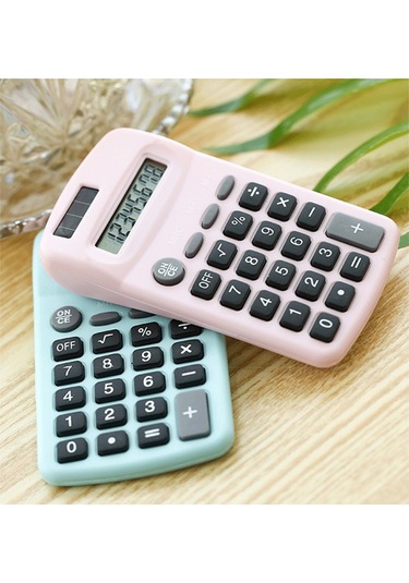 Singree 8 Haneli Şirin Mini Hesap Makinesi - Güneş Enerjili Ve Pil İle Çift Güç Kaynağı Pembe