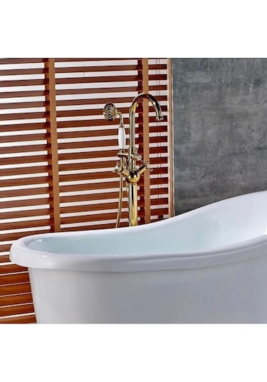 İsaoğlu Yapı Küvet Bataryası Gold Küvet Armatürü Premium Batarya Jakuzi Küvet Uyumlu Yerden Gold