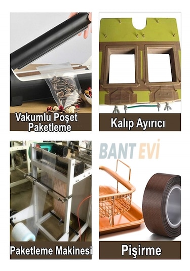Teflon Bant 25mmx10mt Yapışkanlı Teflon Kaplı Cam Kumaşı Ptfe