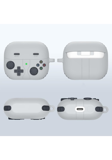 Samsung Galaxy Buds 3 / Galaxy Buds 3 Pro Uyumlu Silikon Kılıf Anahtarlıklı Kılıf Gri