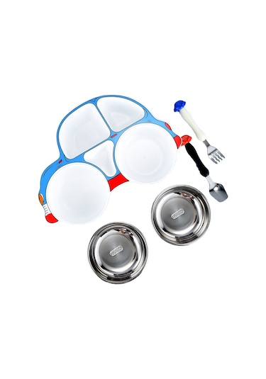 Sones 304 Paslanmaz Çelik Çocuk Araba Yemek Tabağı, Stil: Mavi Çıkarılabilir Ve Yıkanabilir