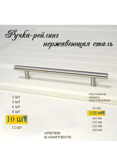 Mf Furniture Hardware 10'lu Set Mobilya Raylı Pencere Sapı 128mm Paslanmaz Çelik 226219776 Paslanmaz Çelik