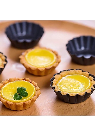12'li Yumurta Tart Kalıbı 7,5 Cm Mini Kek Kalıbı Karbon Çelik Krep Kalıbı Siyah Diğer