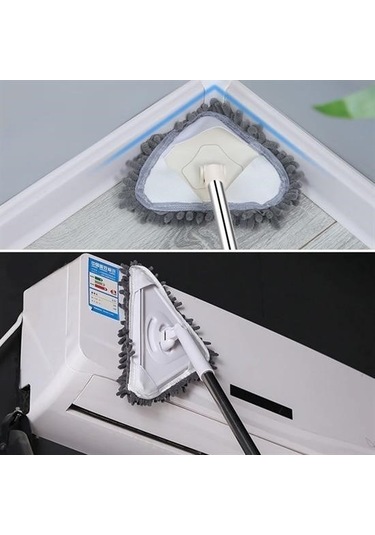 Büro Ev Ofis Yazlık Hijyeni İçin 150cm Uzar Saplı Üçgen Cam Duvar Tavan Fayans Parke Mopu