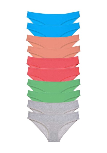 10 Adet Süper Eko Set Likralı Kadın Slip Gri Pudra Yeşil Fuşya Ma Çok Renkli