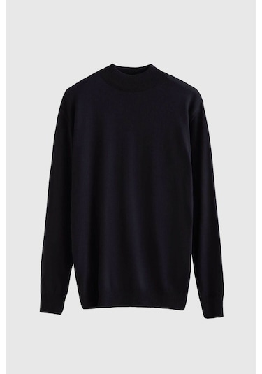 D's Damat Regular Fit Lacivert Pamuk Karışımlı Yarım Balıkçı Triko Kazak Lacivert