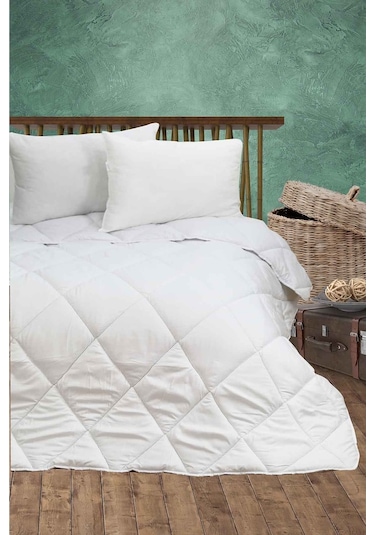 Elart Antialerjik Mikrofiber Silikon Dolgulu Çift Kişilik Yorgan-Beyaz-195 X 215 Beyaz