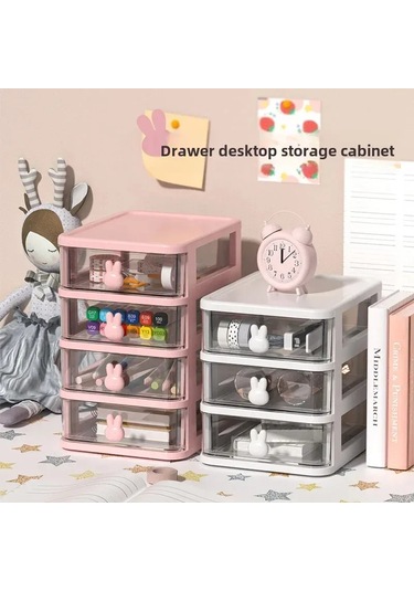 Beyaz Tavşan Üç Katlı 45 Adet Çekmeceli Çok Katlı Plastik Depolama Dolabı A