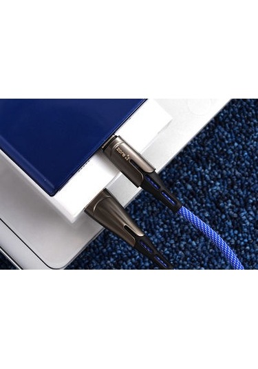 Zore Focus Metal Uçlu Halat Kablo Type C 2.4 A 1 M -> Mavi