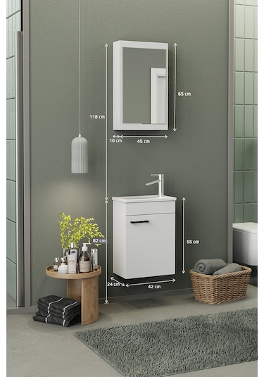 Biani Fix Loft Mini 42 Cm Banyo Dolabı,Seramik Lavabolu, Aynalı,Lavabo Dahil,Mdf,Mat Beyaz Biani Fix Loft Mini 42 Cm Banyo Dolabı,Seramik Lavabolu, Aynalı,Lavabo Dahil,Mdf,Mat Beyaz