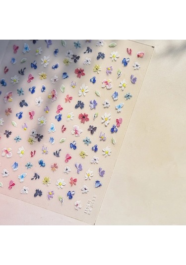 Flybuy 5d Beyaz Papatya Nail Art Süslemeleri Çıkartmalar Sarı Desenler Ms725