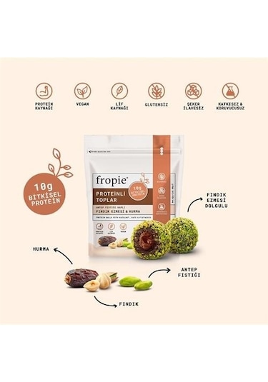 Fropie Proteinli Meyve Topları - Antep Fıstığı Kaplı & Fındık Ezmeli 80 G
