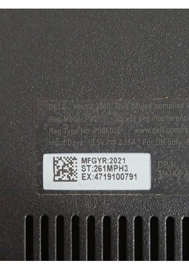 Dell Vostro 3500 S/n 261mph3 Alt Kasa