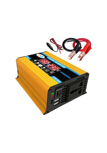 4000w Akıllı Dijital Araç İnvertörü 2 Usb Çıkış Portu Modifiye Sinüs Dalga Dönüştürücü Led Ekran İle