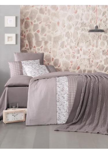 Akrilik Örgü Battaniye Tek Kişilik Vizon