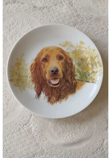 Köpek Figürlü Duvar Tabağı Kahverengi