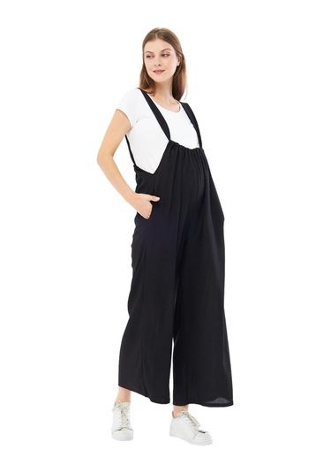 Luvmabelly - Myra6120 - Mevsimlik Örme Hamile Salopeti-siyah