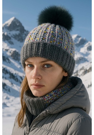 Ponpon Detay Kadın Bere Rkş-1142 Antrasit Antrasit