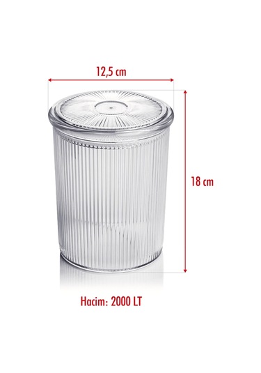 9'lu Barok Yuvarlak Büyük Kavanoz Seti & Saklama Kabı & Erzak Kabı 9 2000 Ml