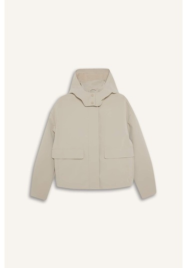 Defacto Regular Fit Kapüşonlu Polar Astarlı Suni Deri Yağmurluk E8573ax25aubg744 Bej