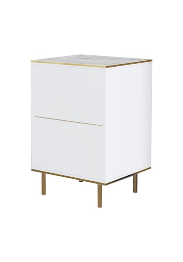 İmaj Komodin Orma Mermer/beyaz Gold