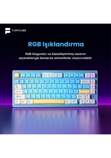 Furycube F75 Pro Alüminyum Mekanik Klavye - Rgb, Hotswap, Kablosuz, Mac/windows Uyumlu, Mavi