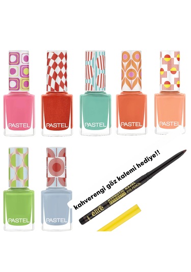 Pastel Oje Seti 383-384-385-386-388-389-391 + Göz Kalemi Kahverengi