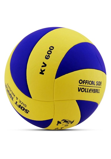 Voleybol Topu Soft Touch Yapıştırma Yumuşak Yüzey 18 Panel 5 Num Lacivert - Sarı