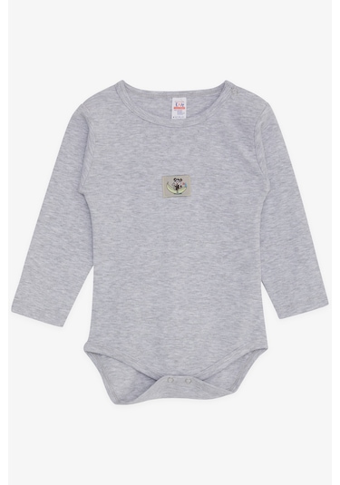 Breeze Erkek Bebek Çıtçıtlı Zıbın Body Maymuncuk Baskılı 9 Ay-3 Yaş, Açık Gri Melanj