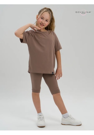 Sovalina Çocuk Yazlık Bisiklet Taytı İle Takım 391333967 Bej