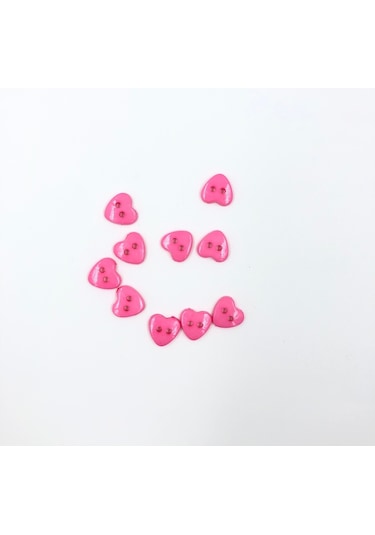 10 Adet 12 MM Kalp Düğme Pembe