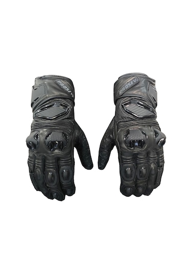 Gl66 Siyah Deri Yarış Eldiveni