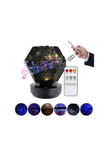 Geeroyoo Galaksı Yıldız Projeksiyonlu Bluetooth Müzik Çalarlı Gece Lambası, Uzaktan Kumanda, 7 Renk Led Yatak Odası Ve Parti Dekorasyon Jzr-gy