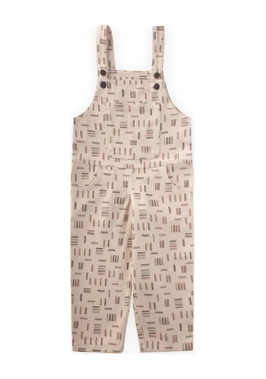 Cigit Desenli Gabardin Salopet 2-7 Yaş Ekru Çizgili Ekru