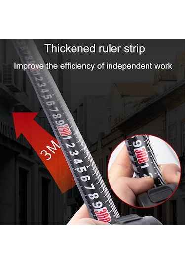 Dong Gsheng Yüksek Hassasiyetli Ev Kullanımı Çelik Yardımcı Terazi Kalınlaştırılmış Ölçüm Bandı, Model: Siyah Kabuk Beyaz Buzlu 10m X 25mm