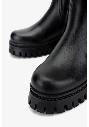 Valmenti Kadın Hakiki Deri Siyah Floter Casual Çizme 322 2251804 Bn Czm Sk24-25 Sıyah Fltr Siyah Deri